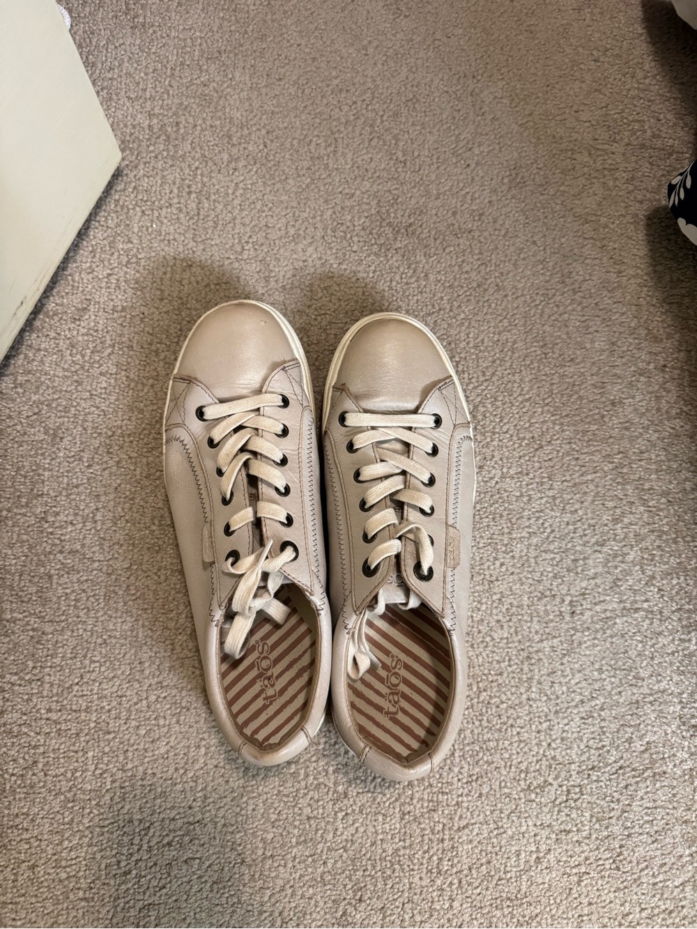 Taos Footwear Beige Leather Sneakers